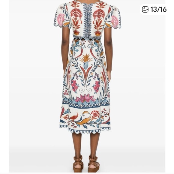 Farm Rio- Romantic Lightness Short Sleeve, embroidered Midi Dress size S - NWOT - Picture 7 of 9